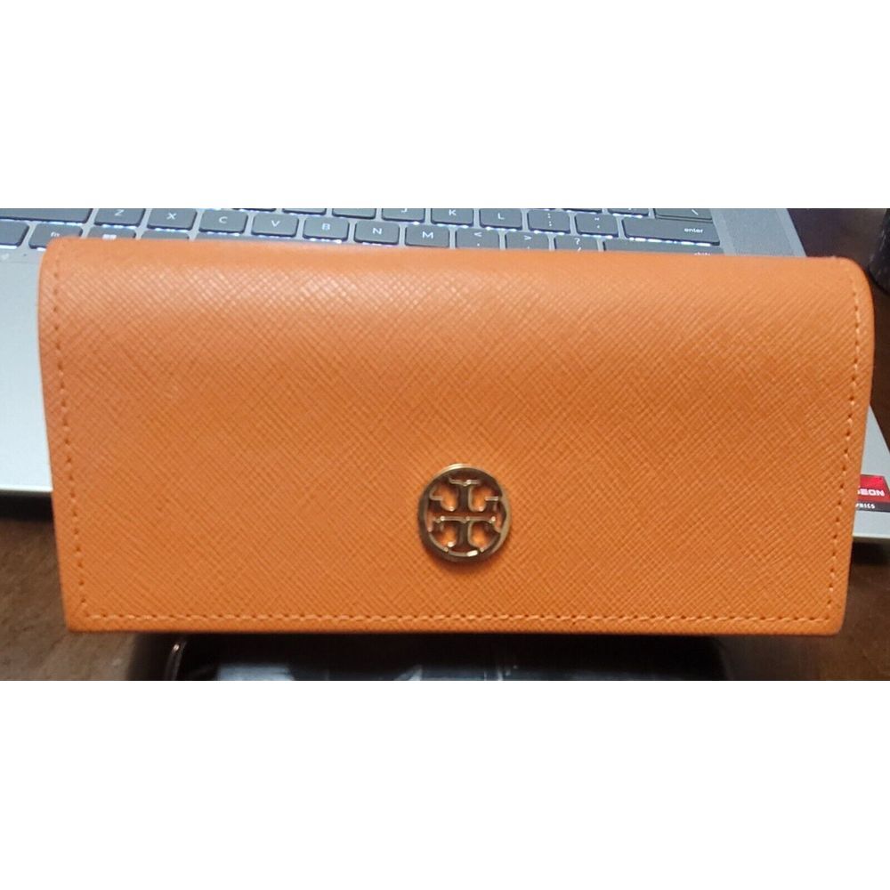 Tory‎ Burch Orange Gold Logo Sunglasses Case Hard Sided